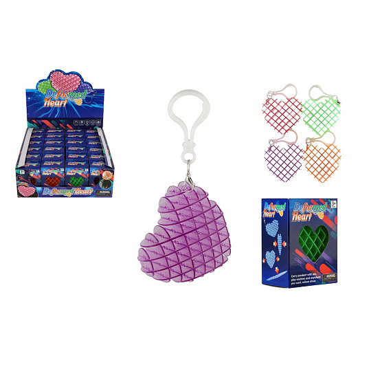 Teddies Přívěsek fidget srdce měnící tvar antistresový plast 6cm 4 barvy Teddies Přívěsek fidget srdce měnící tvar antistresový plast 6cm 4 barvy