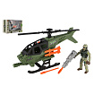 Vojenská sada helikoptéra/vrtulník+voják s doplňky plast v krabici 27x18x12cm