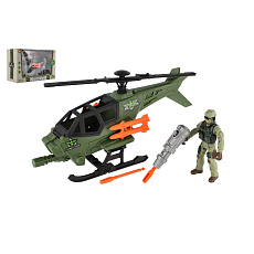 Teddies Vojenská sada helikoptéra/vrtulník+voják s doplňky plast v krabici 27x18x12cm