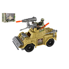 Teddies Vojenská sada obrněné auto+voják s doplňky plast na volný chod v krabici 27x18x12cm Teddies Vojenská sada obrněné auto+voják s doplňky plast na volný chod v krabici 27x18x12cm