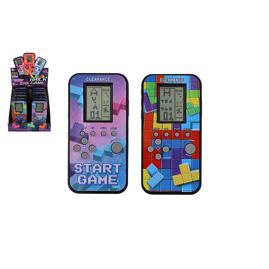 Digitální hra Brick Game - padající kostky hlavolam plast 7x14cm na baterie 2 barvy 12ks v boxu