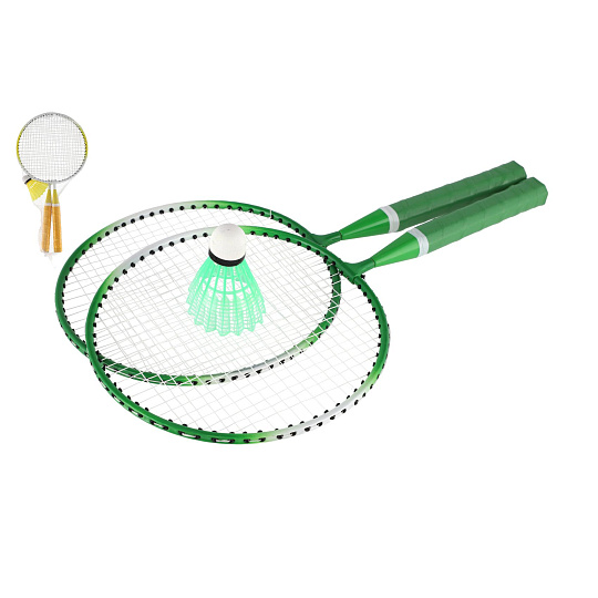 Teddies Badminton sada dětská kov/plast 2 pálky + 1 košíček 2 barvy v síťce 23x45x6cm