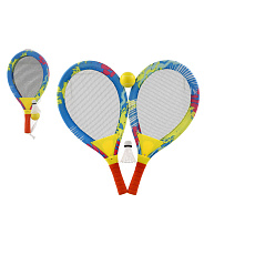 Teddies Plážová sada pálky 2ks kov/plast 27x54cm s míčkem s košíčkem barevné v síťce