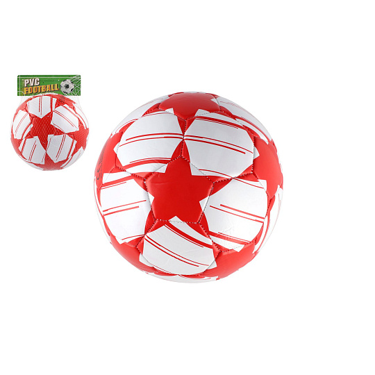 Míč fotbalový nafouknutý šitý 23cm červenobílý v síťce