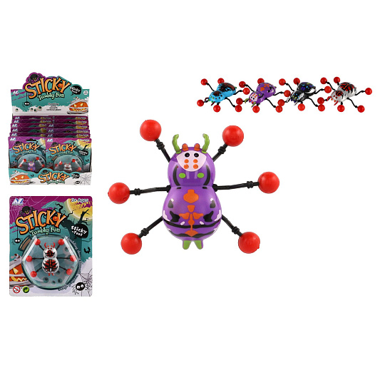 Pavouk lezoucí po skle plast 8x6cm 4 barvy na kartě 12ks v boxu Pavouk lezoucí po skle plast 8x6cm 4 barvy na kartě 12ks v boxu