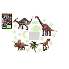 Teddies Dinosauři na zeď/strop svítící ve tmě papír/plast 2 druhy na kartě