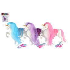 Teddies Jednorožec/kůň česací plast se sedlem s doplňky 3 barvy