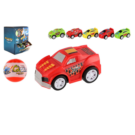 Koule s překvapením auto plast 5cm na zpětné natažení mix druhů 36ks v boxu