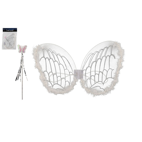 Křídla anděl s hůlkou nylon v sáčku 30,5x46x1cm karneval Křídla anděl s hůlkou nylon v sáčku 30,5x46x1cm karneval