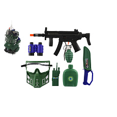 Teddies Vojenská sada samopal klapací plast 32cm s doplňky v síťce