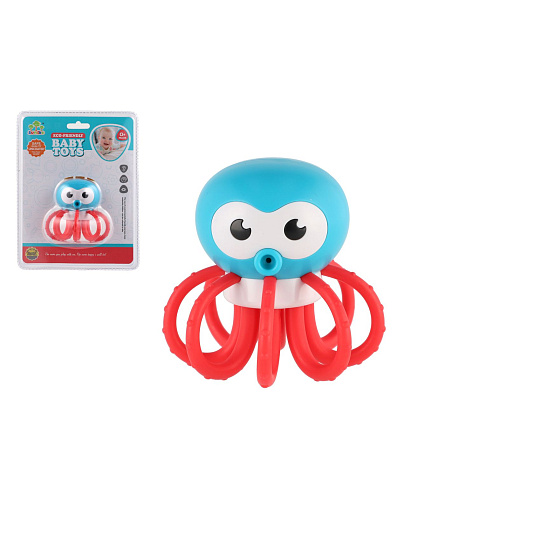 Teddies Chrastítko chobotnice plast 8x8cm na kartě 0m+