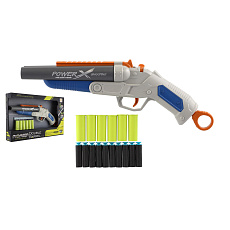 Teddies Pistole/Brokovnice na pěnové náboje plast 38cm + pěnové náboje 10ks v krabici 40x26x6cm