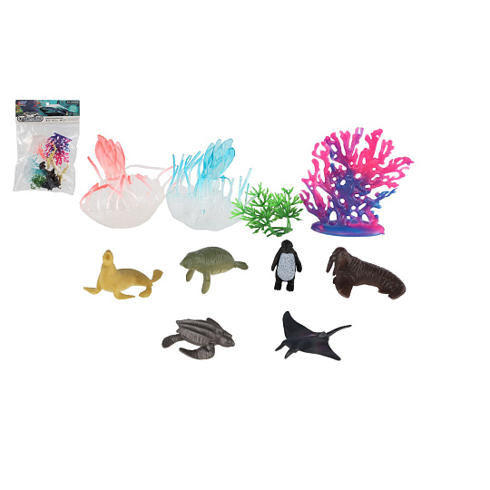 Mořská zvířátka 10ks plast 2 barvy v sáčku Mořská zvířátka 10ks plast 2 barvy v sáčku
