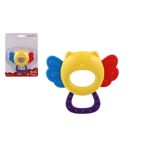 Chrastítko/kousátko sova plast 11x10cm na kartě 0m+ Chrastítko/kousátko sova plast 11x10cm na kartě 0m+