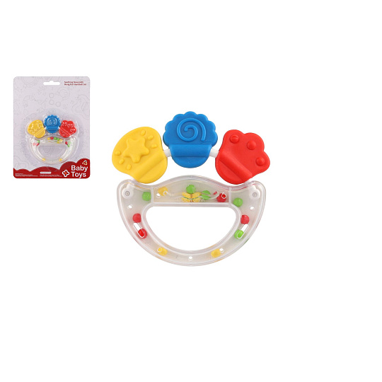 Teddies Chrastítko/Kousátko plast/silikon 10cm na kartě 0m+