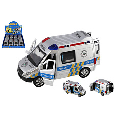 Teddies Auto policie plast 15cm na baterie se zvukem se světlem na setrvačník 8ks v boxu