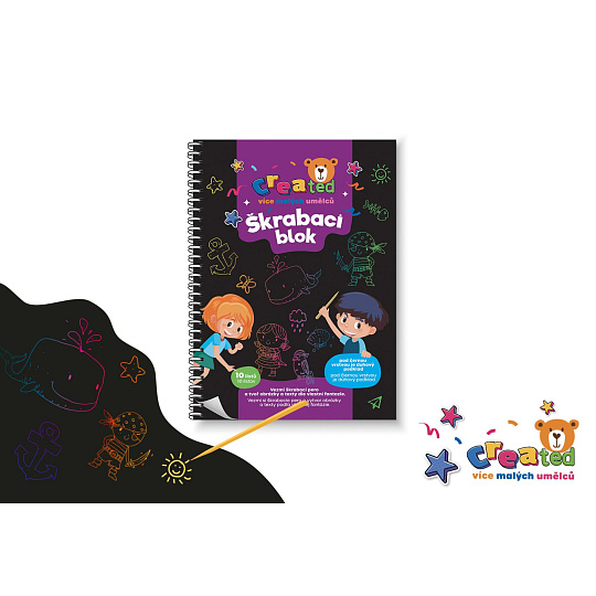 Škrabací/Vyškrabovací notes barevný created 10 listů 14x20cm v sáčku