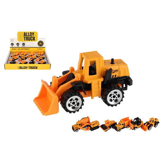 Teddies Auto stavební mini kov/plast 7cm volný chod mix druhů