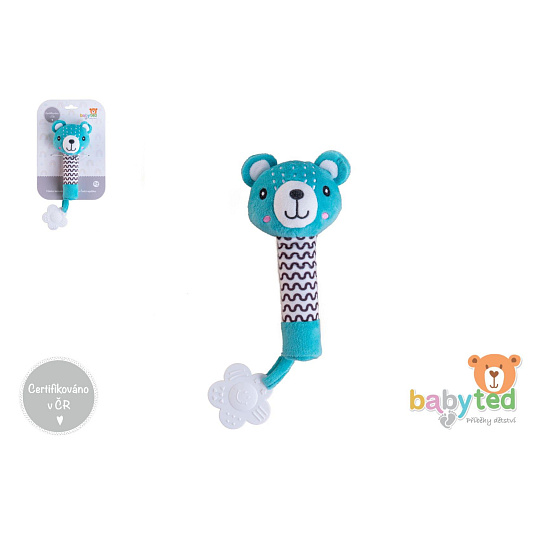 Medvídek babyted pískátko/kousátko medvěd plyš 25cm  na kartě v sáčku 0m+