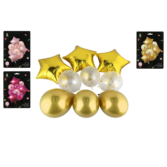 Teddies Sada balonek/balonky nafukovací párty 9ks 3 barvy