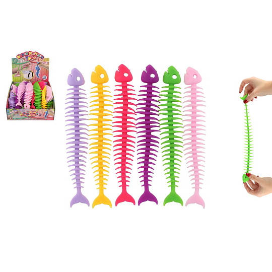 Teddies Hračka antistresová rybí kostra natahovací silikon 25cm 5 druhů