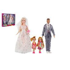 Teddies Panenka nevěsta a ženich plast 30cm s rodinou v krabici 38x32x6cm Teddies Panenka nevěsta a ženich plast 30cm s rodinou v krabici 38x32x6cm