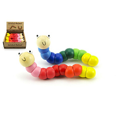 Teddies Červík/housenka kloubový dřevo 16cm asst 2 barvy Teddies Červík/housenka kloubový dřevo 16cm asst 2 barvy