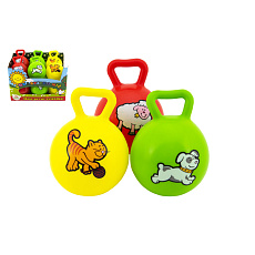 Teddies Míč s úchytem Moje první zvířátka chrastítko 10cm guma 3 barvy MPZ 12ks v boxu 0+