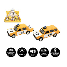 Teddies Policejní auto VB kov/plast 11,5cm na zpětné natažení na baterie se zvukem 2 druhy