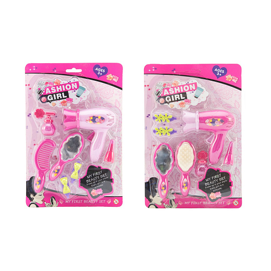 Teddies Sada krásy/Malá kadeřnice s fénem a doplňky plast 2 druhy na kartě 18,5x27,5 cm 12ks v boxu Teddies Sada krásy/Malá kadeřnice s fénem a doplňky plast 2 druhy na kartě 18,5x27,5 cm 12ks v boxu