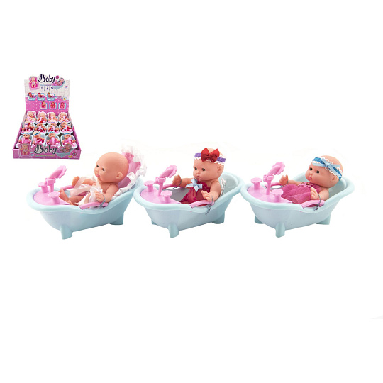 Teddies Miminko panenka ve vaničce plast 12cm 3 druhy Teddies Miminko panenka ve vaničce plast 12cm 3 druhy