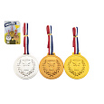 Teddies Medaile se šňůrkou 3ks plast průměr 6cm na kartě