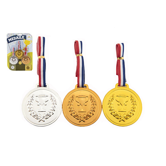 Teddies Medaile se šňůrkou 3ks plast průměr 6cm na kartě Teddies Medaile se šňůrkou 3ks plast průměr 6cm na kartě