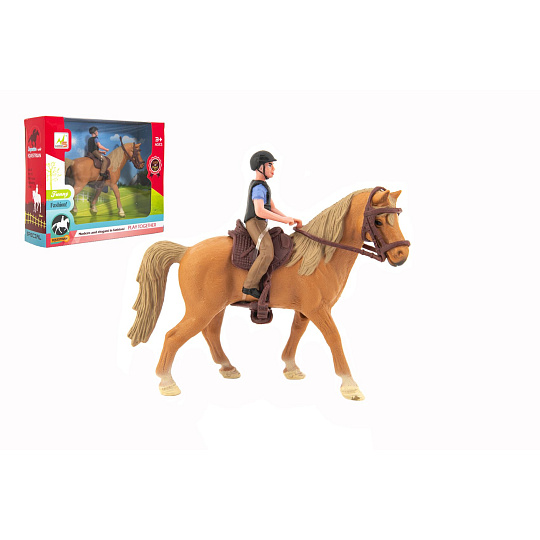 Teddies Kůň + žokej plast 15cm v krabici 20x16x5,5cm