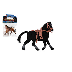 Teddies Kůň fliška se sedlem 15cm 2 barvy v sáčku 16x24cm