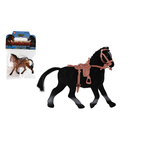 Teddies Kůň fliška se sedlem 15cm 2 barvy v sáčku 16x24cm