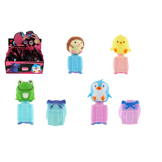 Zvířátko/dárek obracecí silikon 6-14cm mix druhů v sáčku 12ks v boxu Zvířátko/dárek obracecí silikon 6-14cm mix druhů v sáčku 12ks v boxu