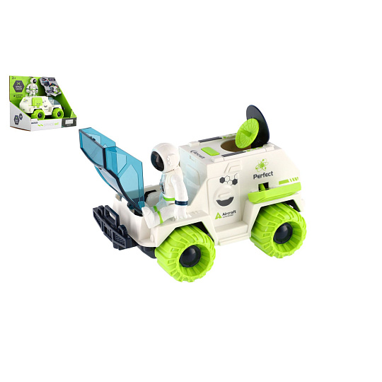 Teddies Sada vesmír plast astronaut, vesmírné auto na setrvačník v krabici 20x18x13cm