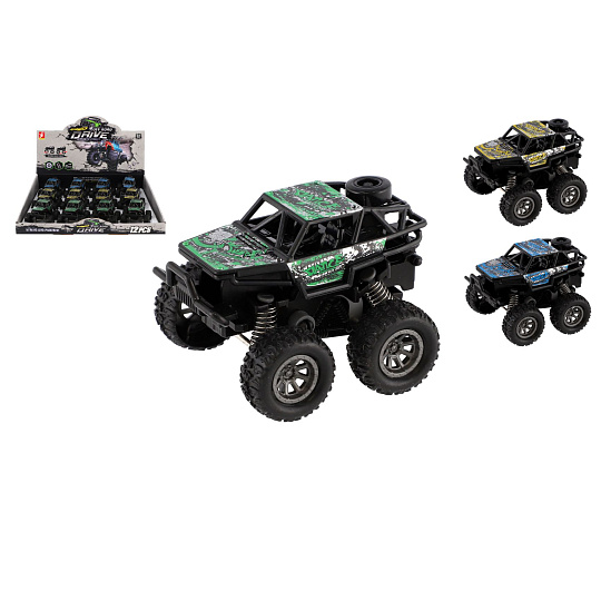 Teddies Auto OFF-ROAD plast 7x8,5cm na setrvačník 3 barvy Teddies Auto OFF-ROAD plast 7x8,5cm na setrvačník 3 barvy
