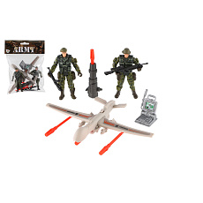 Teddies Sada vojáci s dronem s doplňky plast v sáčku 17x21x5cm