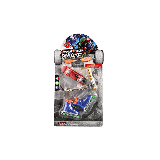 Teddies Sada skateboard, waveboard, brusle, koloběžka prstová plast mix druhů na kartě 16x30cm