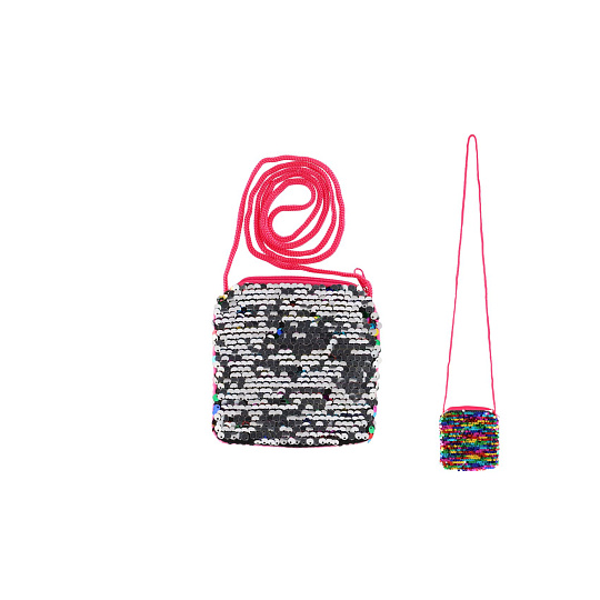 Teddies Kabelka s barevnými flitry měnícími látková růžová 11x12cm v sáčku