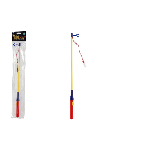 Teddies Hůlka k lampionu svítící plast 50cm na baterie v sáčku 9x57x2cm  karneval