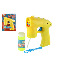Teddies Bublifuk pistole žlutá plast 13cm + 1 náplň na baterie na kartě 