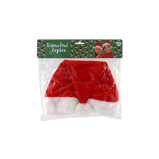 Čepice vánoční dětská látka průměr 25 cm na kartě karneval Čepice vánoční dětská látka průměr 25 cm na kartě karneval