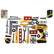 Teddies Sada nářadí plast s aku vrtačkou 16x17cm na baterie se zvukem s batohem v krabici 25x31x11cm Teddies Sada nářadí plast s aku vrtačkou 16x17cm na baterie se zvukem s batohem v krabici 25x31x11cm