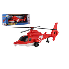 Teddies Vrtulník/Helikoptéra záchranné služby plast 22cm na zpětné natažení v krabičce 25x9x6,5cm