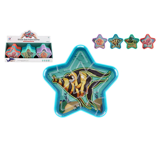 Teddies Bludiště hlavolam s kuličkou hvězda plast 9cm 4 barvy Teddies Bludiště hlavolam s kuličkou hvězda plast 9cm 4 barvy