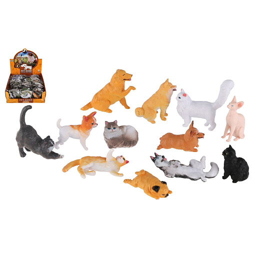 Teddies Zvířátko domácí farma plast 5-8cm pes, kočka mix druhů