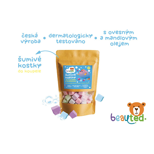 Šumivé kostky do koupele s probiotiky beauted v uzavíratelném sáčku
